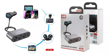 Dual Usb Car Charger With 3 Cigarette Lighter Sockets And Voltage Display“ Premium Quality, Stylish & Durable Protective Case