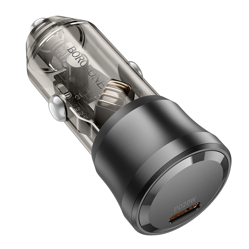 Borofone BZ24 Clever Car Charger – 20W Fast Charging, QC 3.0, PD, Type-C, 12-24V Input (Black)