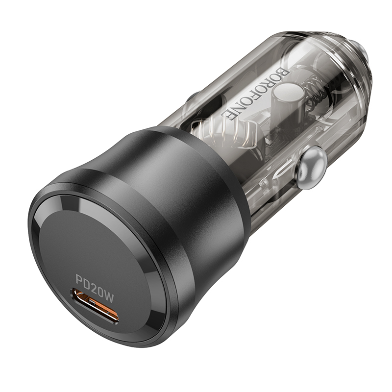 Borofone BZ24 Clever Car Charger – 20W Fast Charging, QC 3.0, PD, Type-C, 12-24V Input (Black)