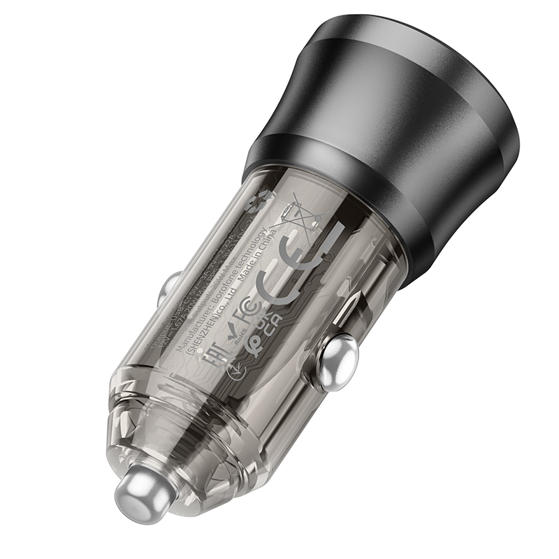 Borofone BZ24 Clever Car Charger – 20W Fast Charging, QC 3.0, PD, Type-C, 12-24V Input (Black)