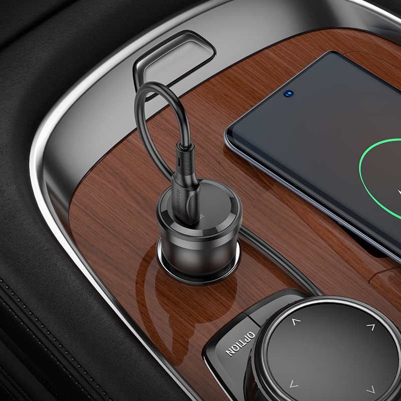 Borofone BZ24 Clever Car Charger – 20W Fast Charging, QC 3.0, PD, Type-C, 12-24V Input (Black)