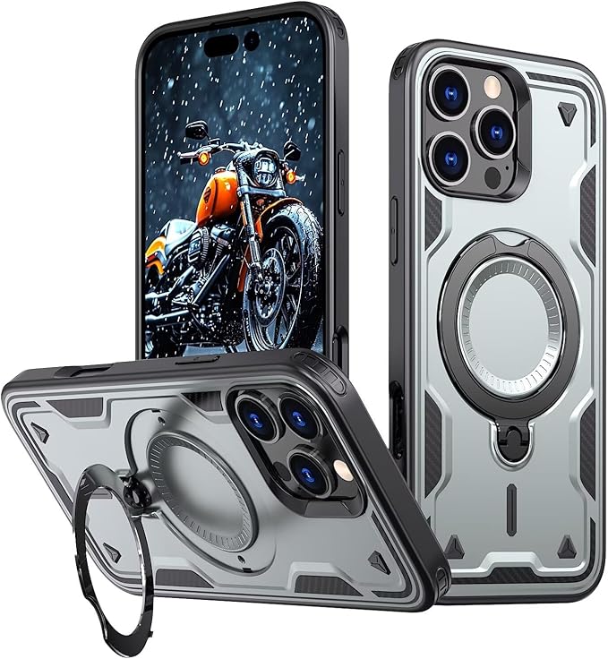 Armour Strong Stand Case For Magsafe iPhone 17 Pro Max,16,15,14,13,12 Complete Protection Cover 360 Rotate Strong Grip