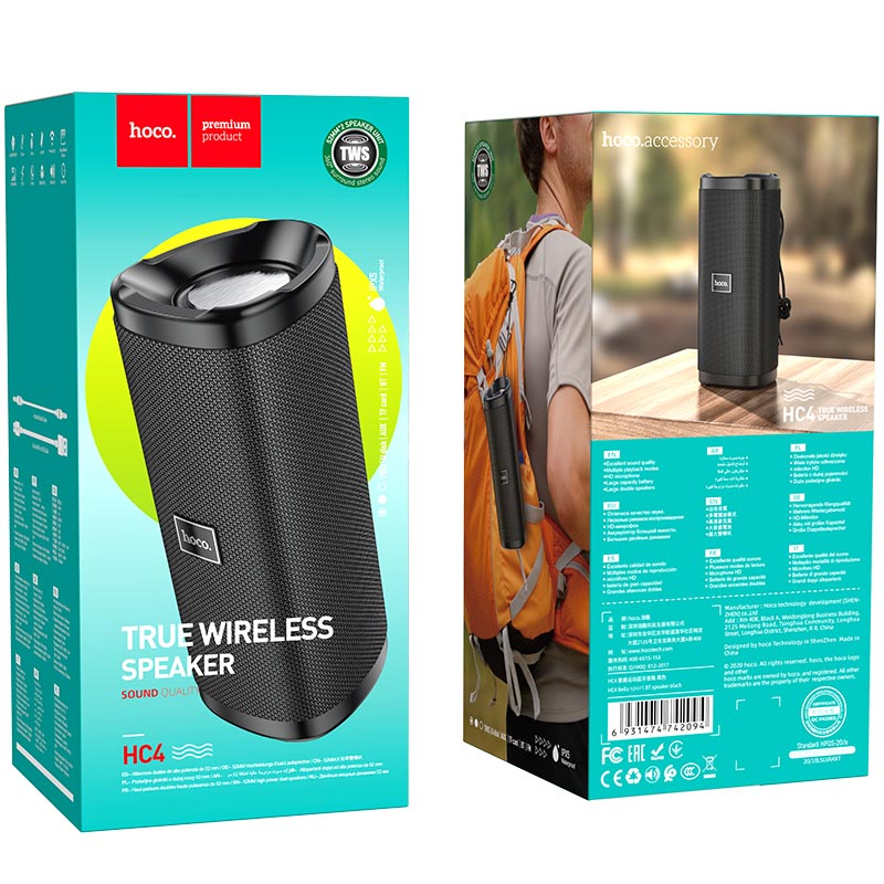 Hoco Hc4 Bella Wireless Sports Bluetooth Speaker 10W Portable Speaker With Bt 5 0 Tf Usb Aux Fm Tws 1500Mah Battery“ Premium Quality, Stylish & Durable Protective Case