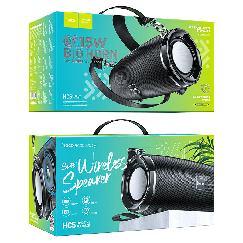 HOCO HC5 Cool Enjoy Wireless Speaker with Bluetooth v5.0, 3600mAh Battery, and Multiple Playback Modes