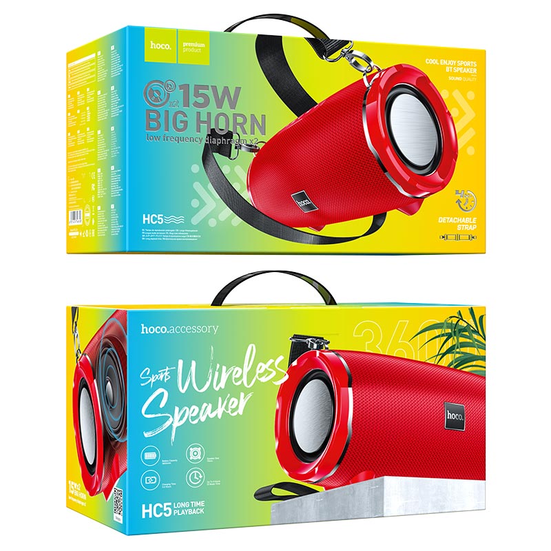 HOCO HC5 Cool Enjoy Wireless Speaker with Bluetooth v5.0, 3600mAh Battery, and Multiple Playback Modes