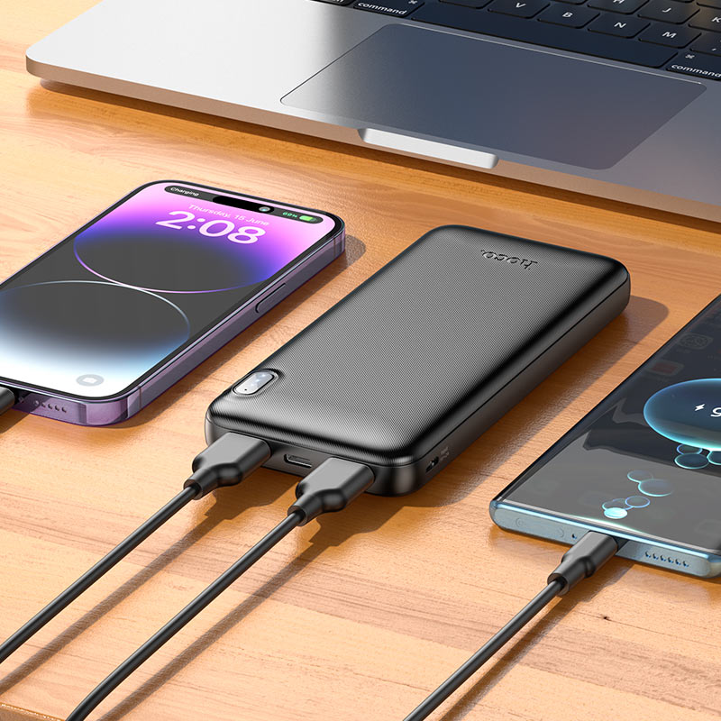 HOCO J128 Powerful 10000mAh Power Bank – Dual USB-A Outputs, Type-C & Micro-USB Inputs, Ultra-Slim Design
