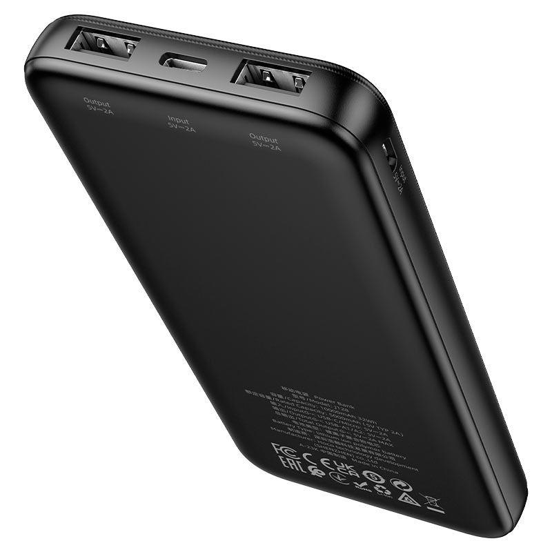 HOCO J128 Powerful 10000mAh Power Bank – Dual USB-A Outputs, Type-C & Micro-USB Inputs, Ultra-Slim Design