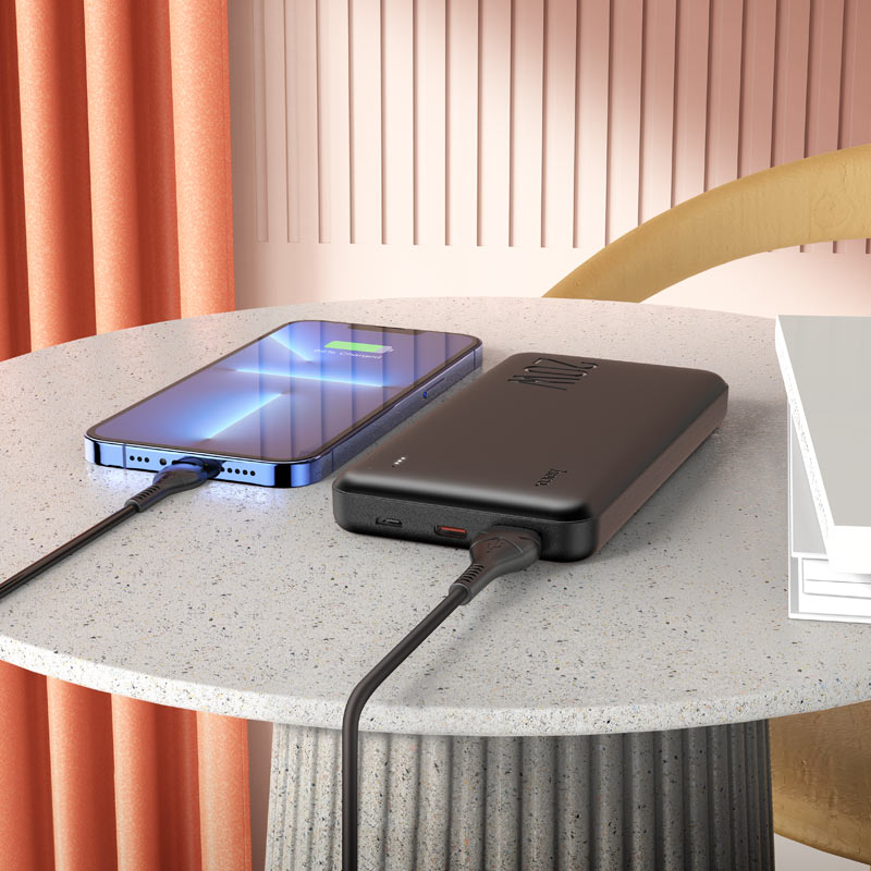 HOCO J87 Tacker 10000mAh Power Bank – PD20W + QC3.0 Fast Charging, USB-A & Type-C Outputs, LED Indicator