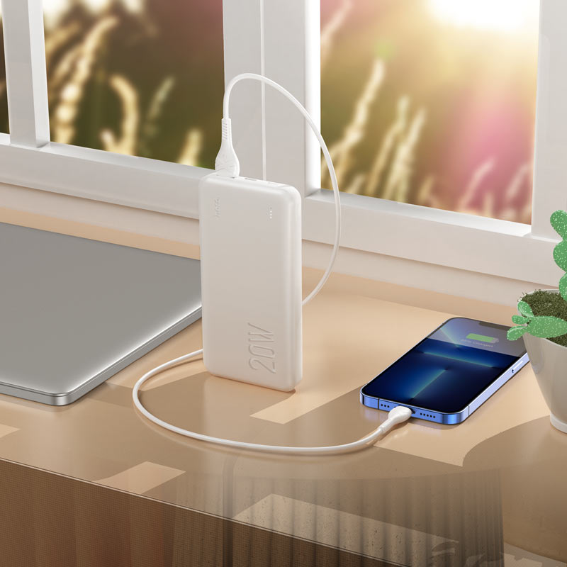 HOCO J87 Tacker 10000mAh Power Bank – PD20W + QC3.0 Fast Charging, USB-A & Type-C Outputs, LED Indicator