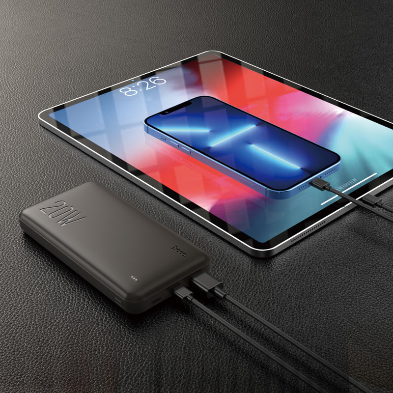 HOCO J87 Tacker 10000mAh Power Bank – PD20W + QC3.0 Fast Charging, USB-A & Type-C Outputs, LED Indicator