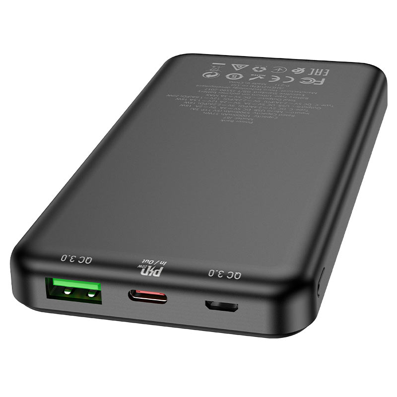 HOCO J87 Tacker 10000mAh Power Bank – PD20W + QC3.0 Fast Charging, USB-A & Type-C Outputs, LED Indicator