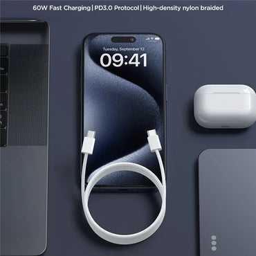 60W Type C To Type C Braided Cable“ Premium Quality, Stylish & Durable Protective Case
