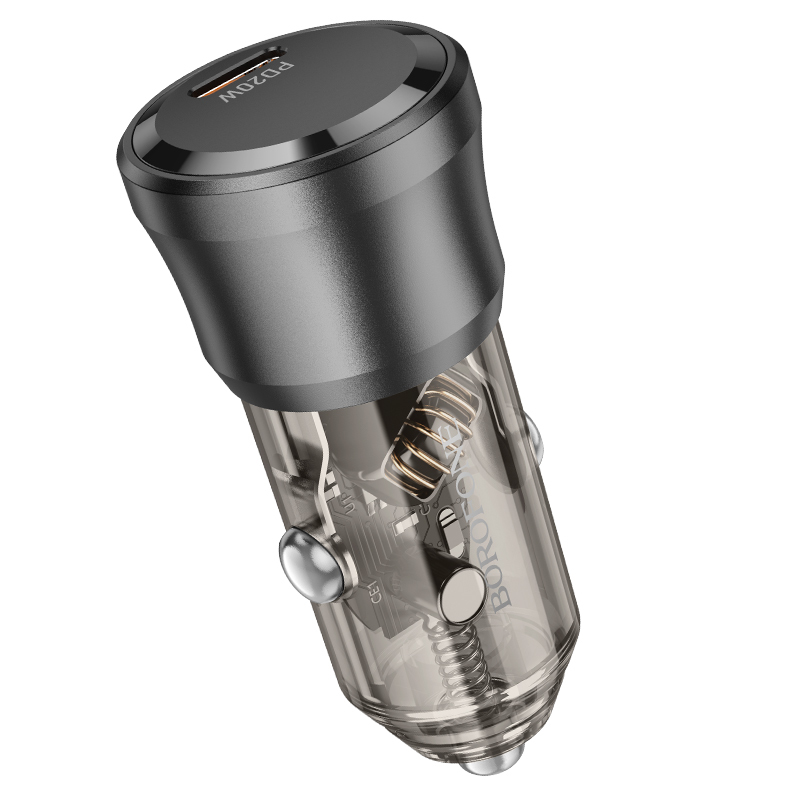 Borofone BZ24 Clever Car Charger – 20W Fast Charging, QC 3.0, PD, Type-C, 12-24V Input (Black)