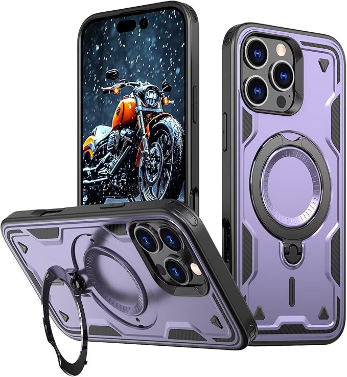 Armour Strong Stand Case For Magsafe iPhone 17 Pro Max,16,15,14,13,12 Complete Protection Cover 360 Rotate Strong Grip