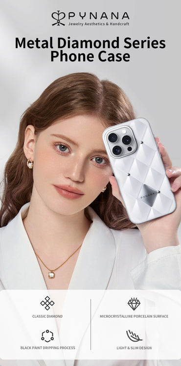 Pynana Crystal Case Iphone 15 Pro Max White With Stone Diamond Cut Luxury Design“ Premium Quality, Stylish & Durable Protective Case