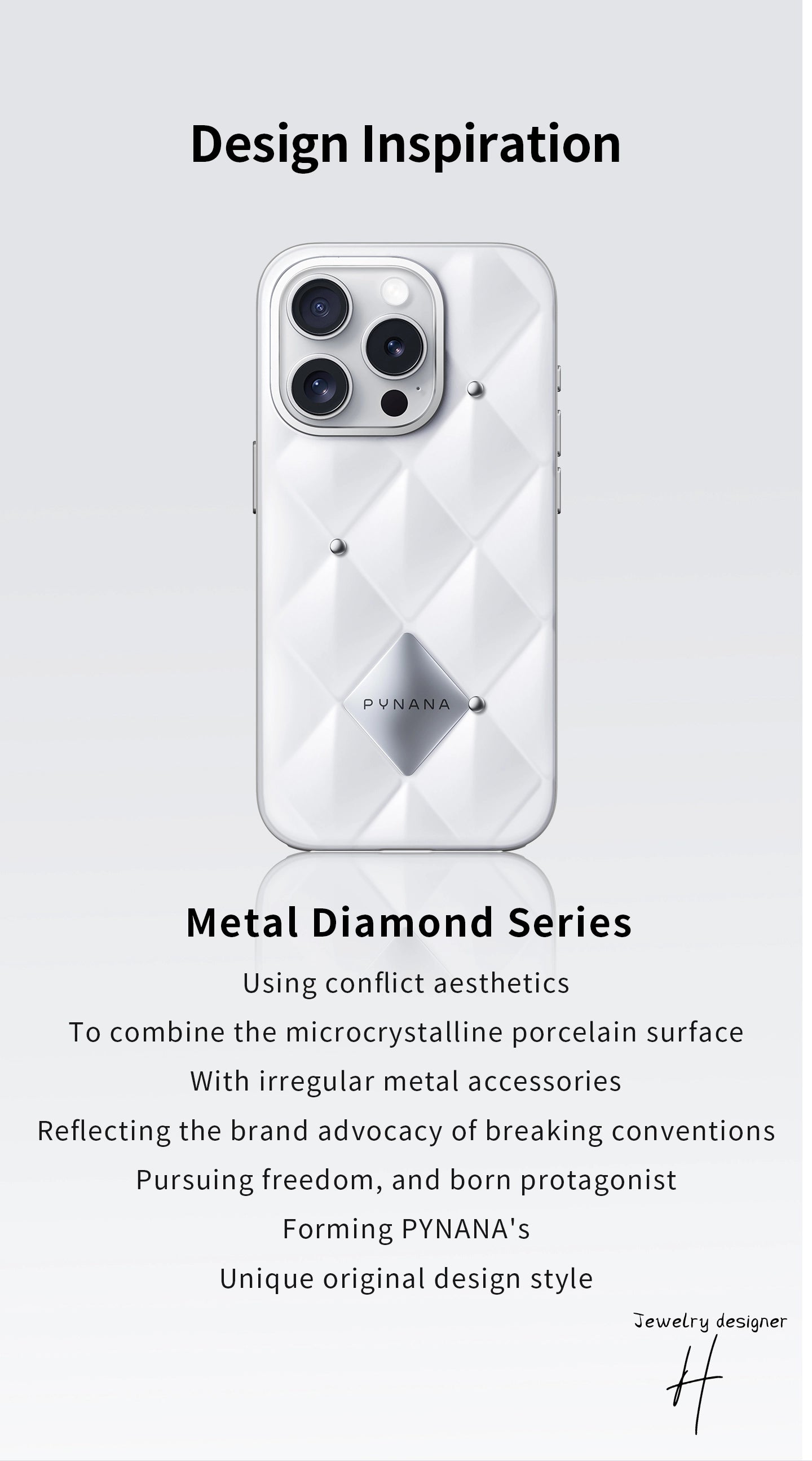 Pynana Crystal Case Iphone 15 Pro Max White With Stone Diamond Cut Luxury Design“ Premium Quality, Stylish & Durable Protective Case