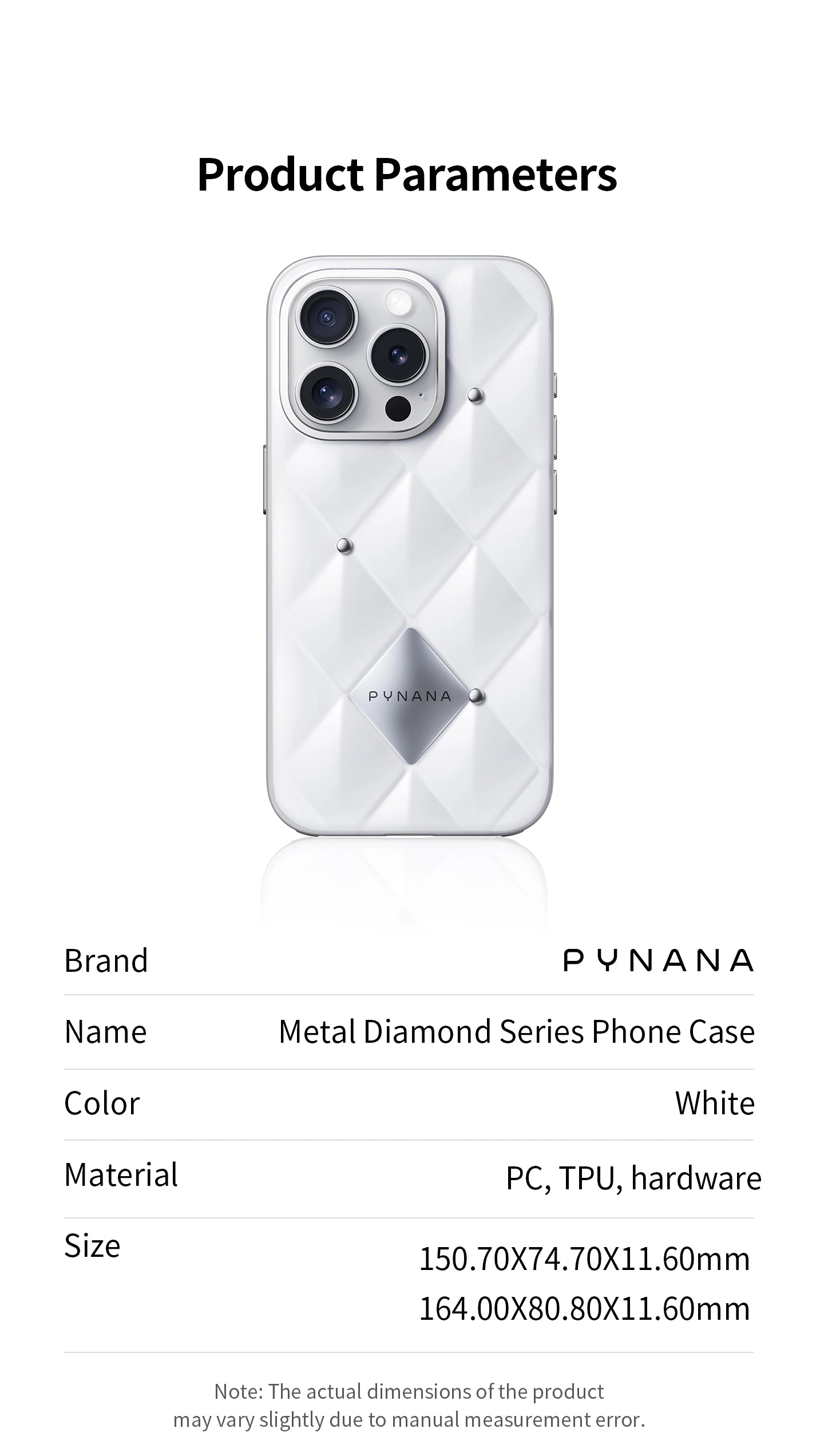 Pynana Crystal Case Iphone 15 Pro Max White With Stone Diamond Cut Luxury Design“ Premium Quality, Stylish & Durable Protective Case