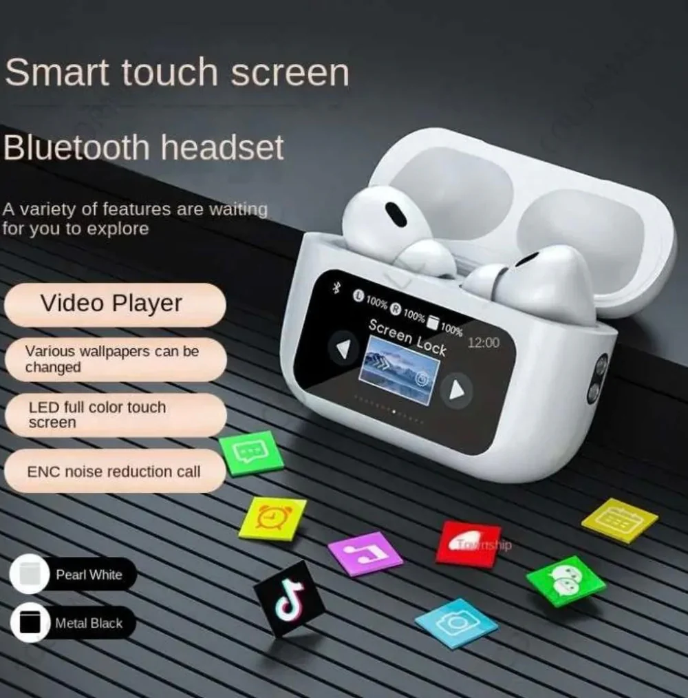 Bluetooth 5.4 Touch Screen Wireless Earbuds with Multi - protocols & Noise Canceling - White