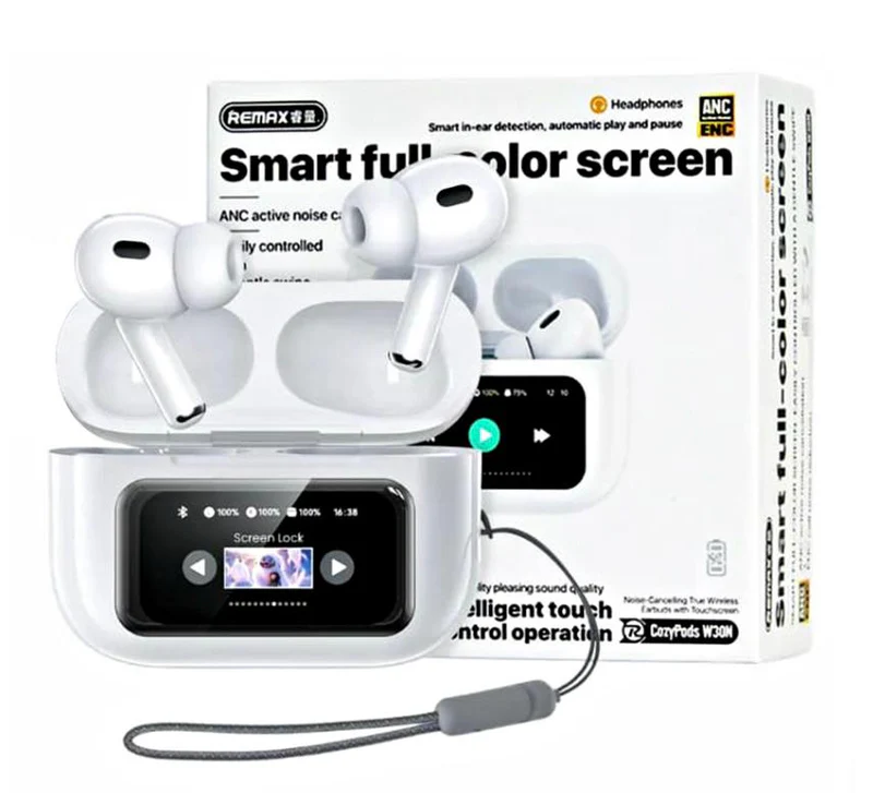 Bluetooth 5.4 Touch Screen Wireless Earbuds with Multi - protocols & Noise Canceling - White