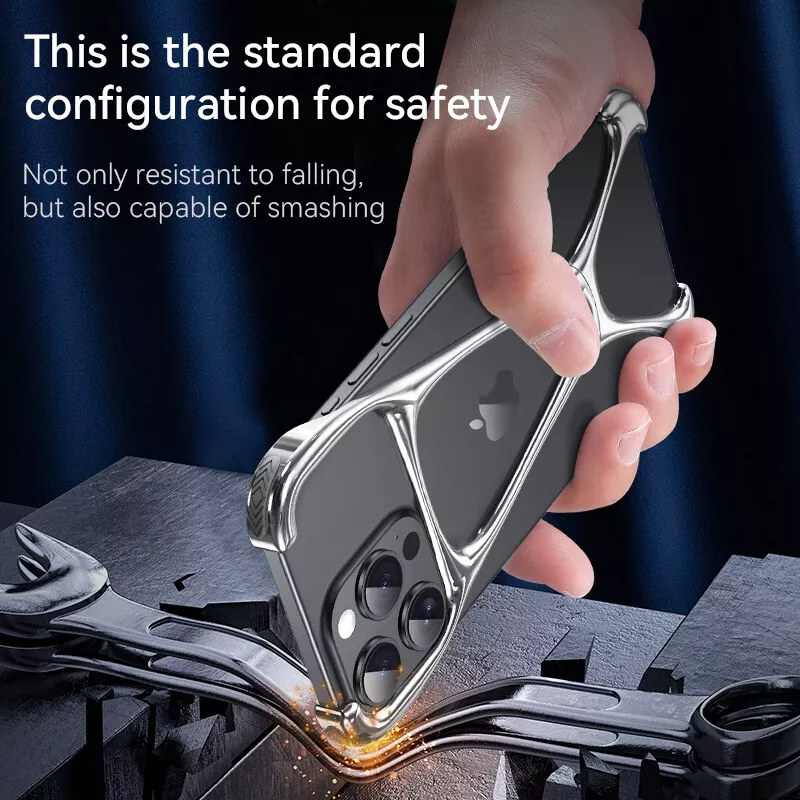 Minimalist Zinc Alloy Case For iPhone 16, 16 Pro, 16 Pro Max Heavy Duty Metal Hercules Rimless Cover