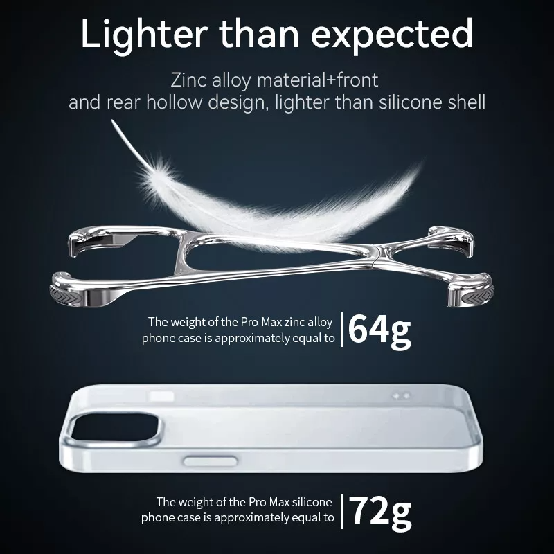 Minimalist Zinc Alloy Case For iPhone 16, 16 Pro, 16 Pro Max Heavy Duty Metal Hercules Rimless Cover