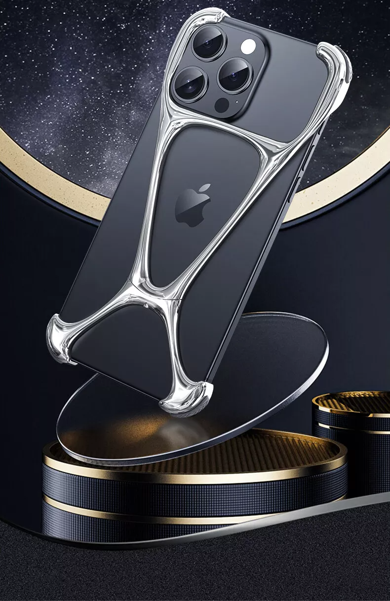 Minimalist Zinc Alloy Case For iPhone 16, 16 Pro, 16 Pro Max Heavy Duty Metal Hercules Rimless Cover