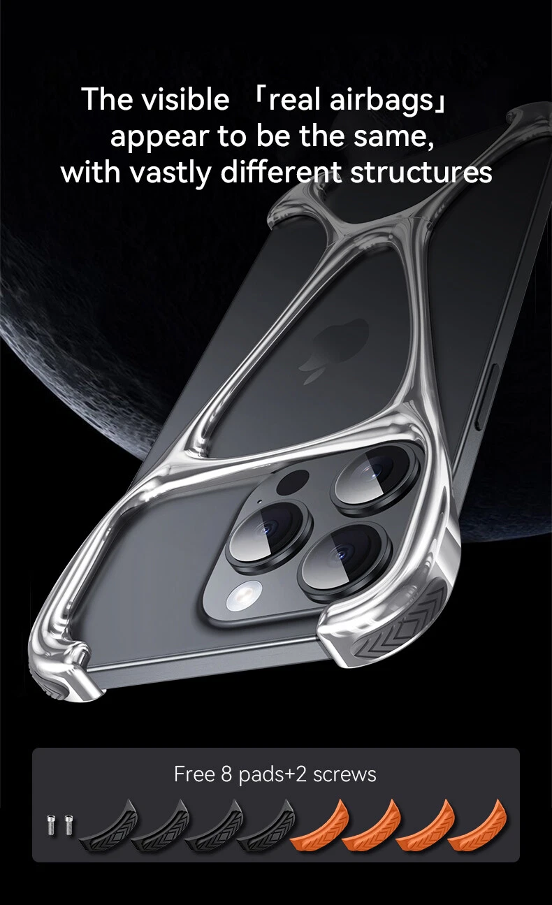 Minimalist Zinc Alloy Case For iPhone 16, 16 Pro, 16 Pro Max Heavy Duty Metal Hercules Rimless Cover