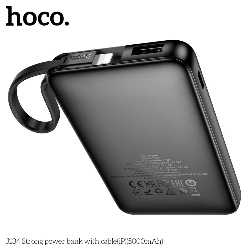 Hoco J134 Backup Charger With Built In Lightning Cable 5000Mah Portable Power Bank For Iphone Fast Charging Led Indicator Compact Lightweight“ Premium Quality, Stylish & Durable Protective Case