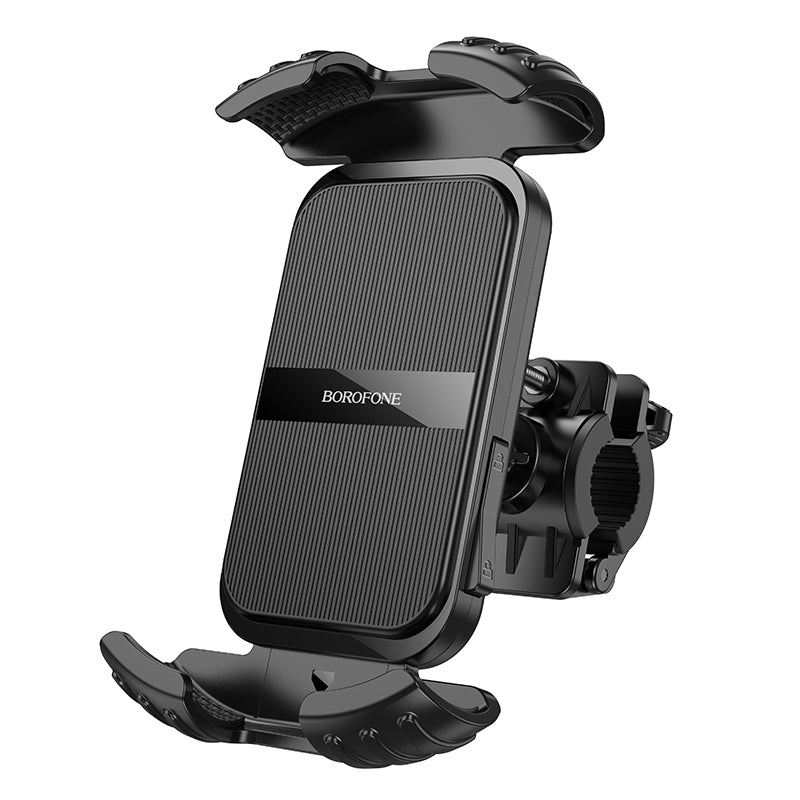 Borofone BH105 Crown Bicycle & Motorcycle Phone Holder – Universal Mount for 4.7"-7.0" Smartphones, Secure Grip, Adjustable, Black