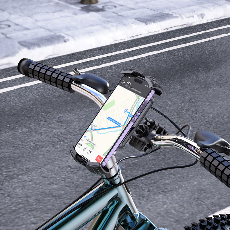 Borofone BH105 Crown Bicycle & Motorcycle Phone Holder – Universal Mount for 4.7"-7.0" Smartphones, Secure Grip, Adjustable, Black