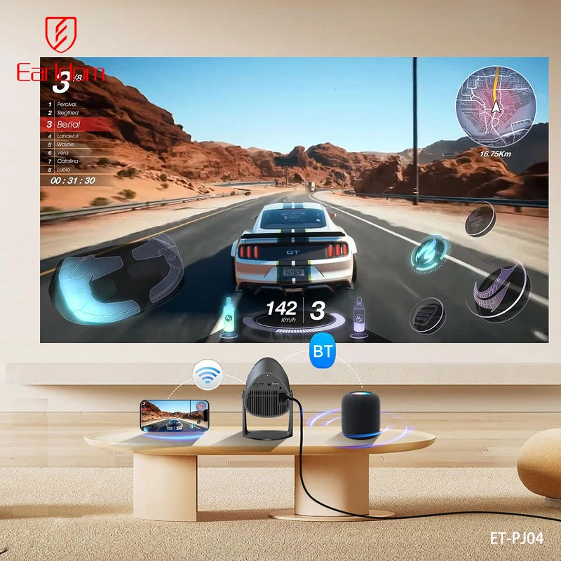 Portable HD LED Projector with 4K?Support and Wireless Connectivity