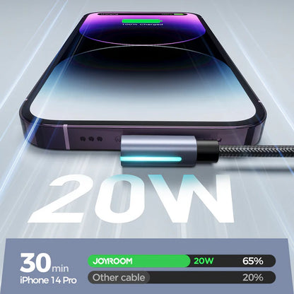 JOYROOM S-CL020A17 20W Type C - 8-Pin Right Angle Fast Charging Data Cable 1.2M