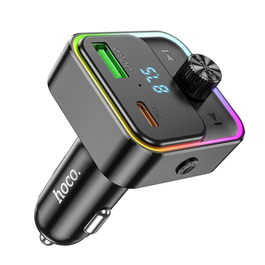HOCO CAR BLUETOOTH 5.0 FM TRANSMITTER WIRELESS AUDIO PLAYER WITH 30W FAST CHARGING TYPE-C AND USB-A