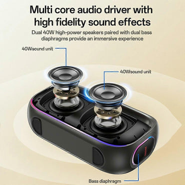 Yesido YSW31 Portable Bluetooth Speaker 80W RGB Black Futuristic Design