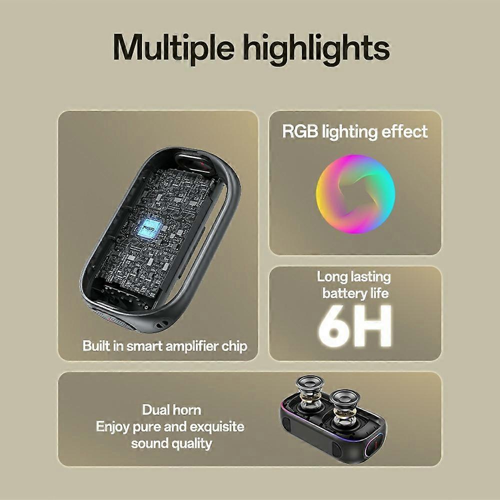 Yesido YSW31 Portable Bluetooth Speaker 80W RGB Black Futuristic Design