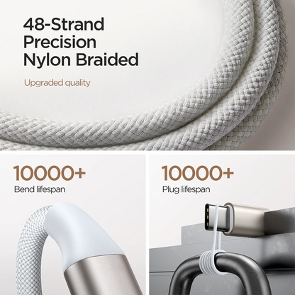 Magnetic Usb C Charging Cable For Ip Watch 1 2M Braided Nylon White“ Premium Quality, Stylish & Durable Protective Case