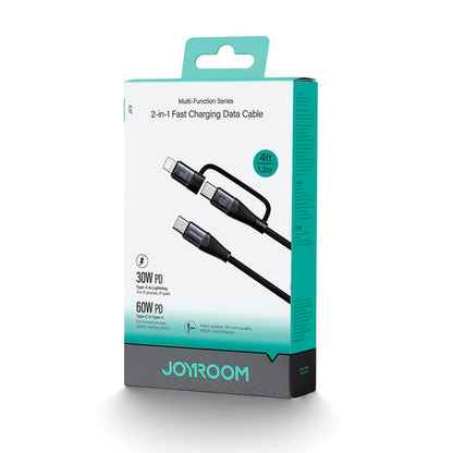 60W 4-in-1 Fast Charging Data Cable with USB-A and Type-C Connectors