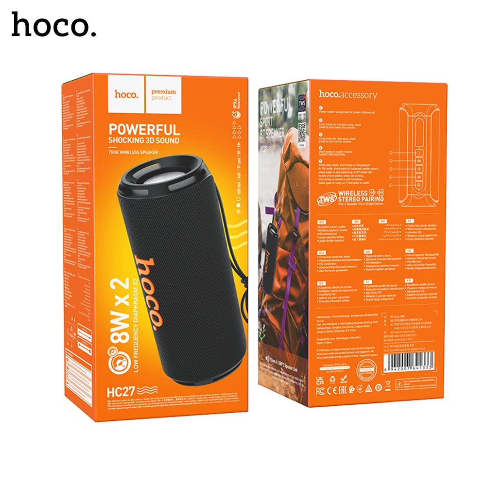 HOCO Portable Wireless Bluetooth Speaker with HD Sound, RGB Lights & Long Battery Life  HC27 Black