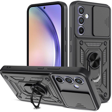 Military-Grade Armor Shockproof Case with Sliding Camera Cover & Ring Kickstand | For iPhone, Samsung Galaxy, Pixel – Drop Protection MIL-STD 810G