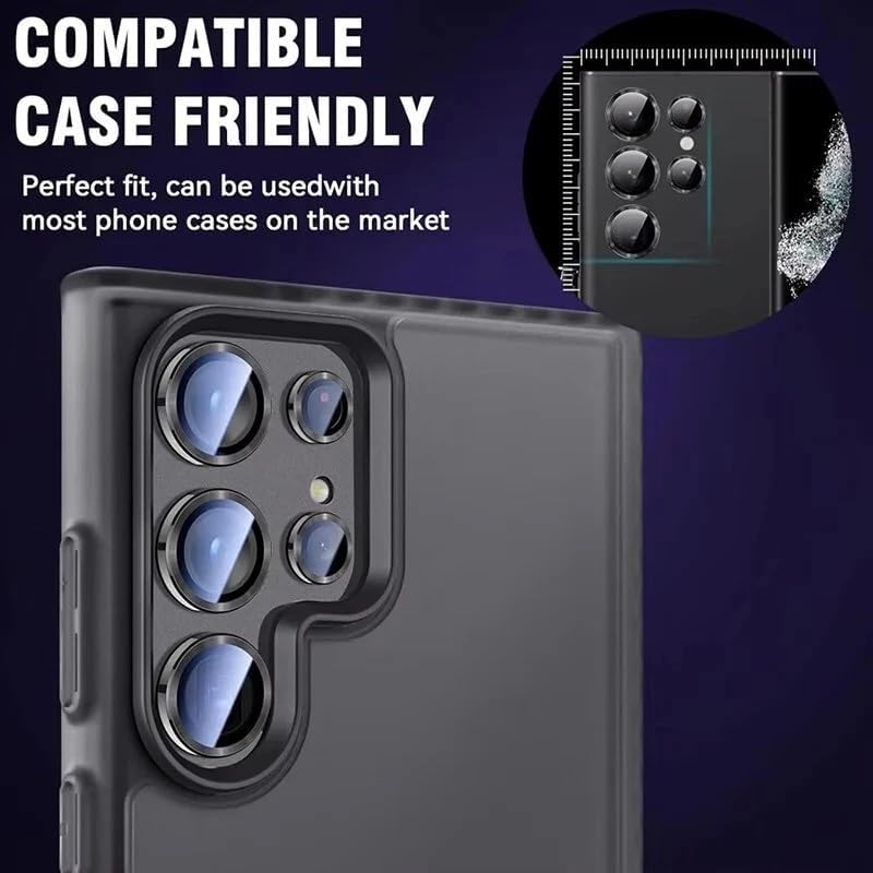 Camera Lens Protector For Samsung S26, S25 & s24 Ultra, Black, Clear Lens Glass