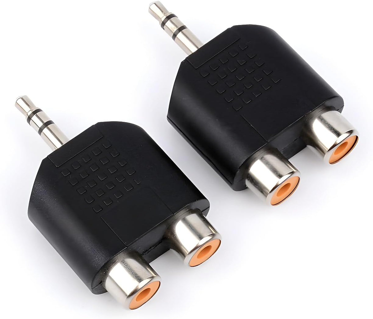 AUX 3.5mm to Dual RCA Adaptor | Male AUX to 2 Female RCA | Pack of 5 | Stereo Sound AUX-IN Headphones Mobile Phone PC to Amplifier Amp HiFi System Converter