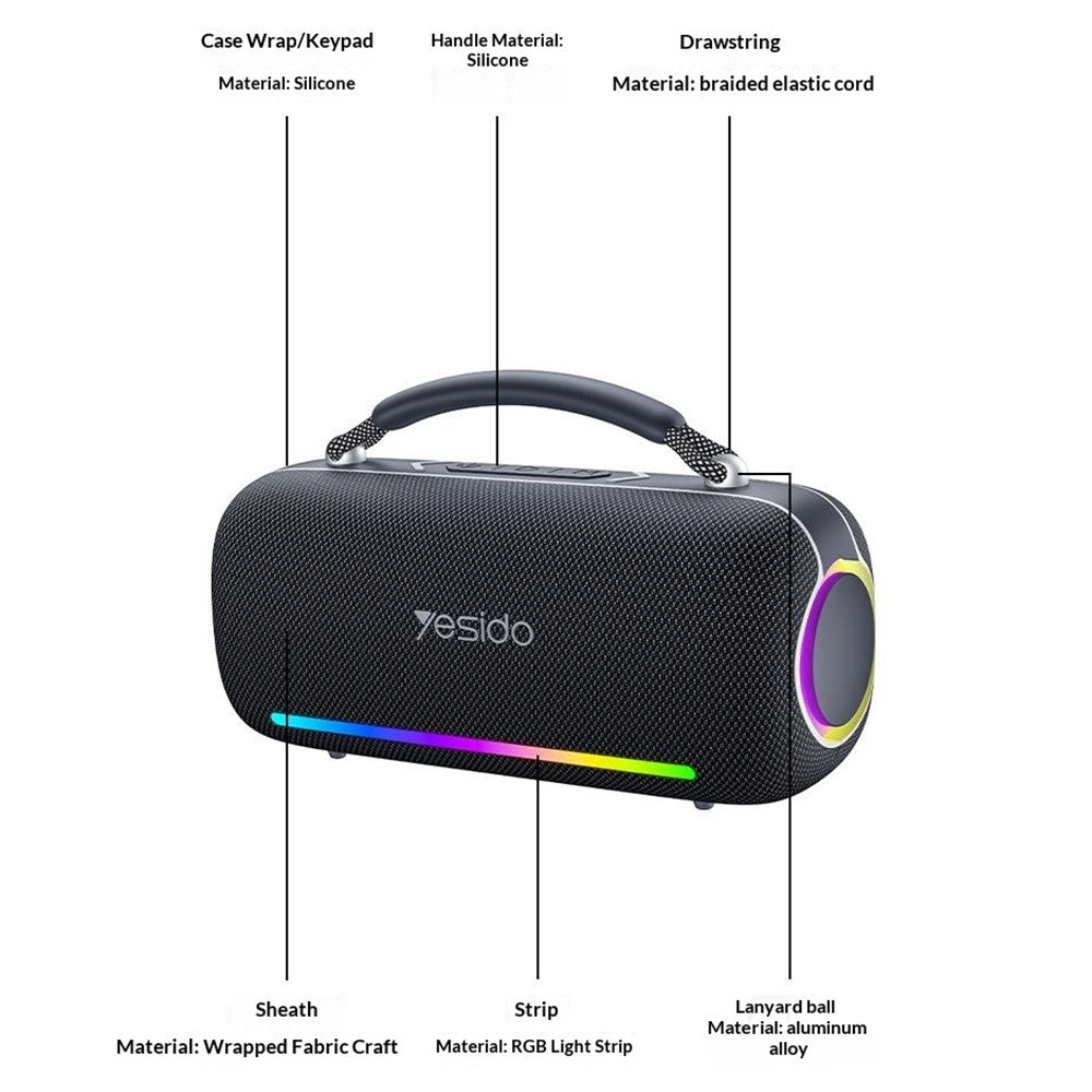 Yesido YSW43 60W Portable Bluetooth Speaker with RGB Lights | Best For Small Party
