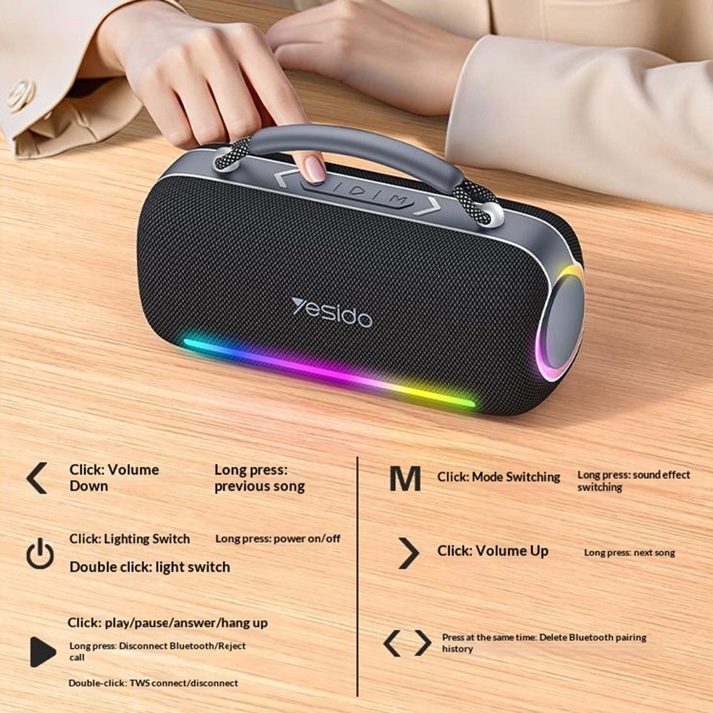 Yesido YSW43 60W Portable Bluetooth Speaker with RGB Lights | Best For Small Party