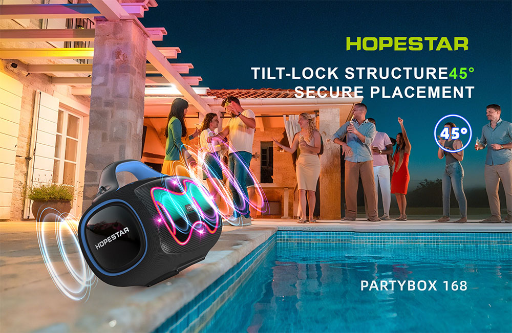HOPESTAR PartyBox 168 Bluetooth Party Speaker 400W Bass 2 Mics Waterproof, RGB Light , With Stand , 32000 mah Battery
