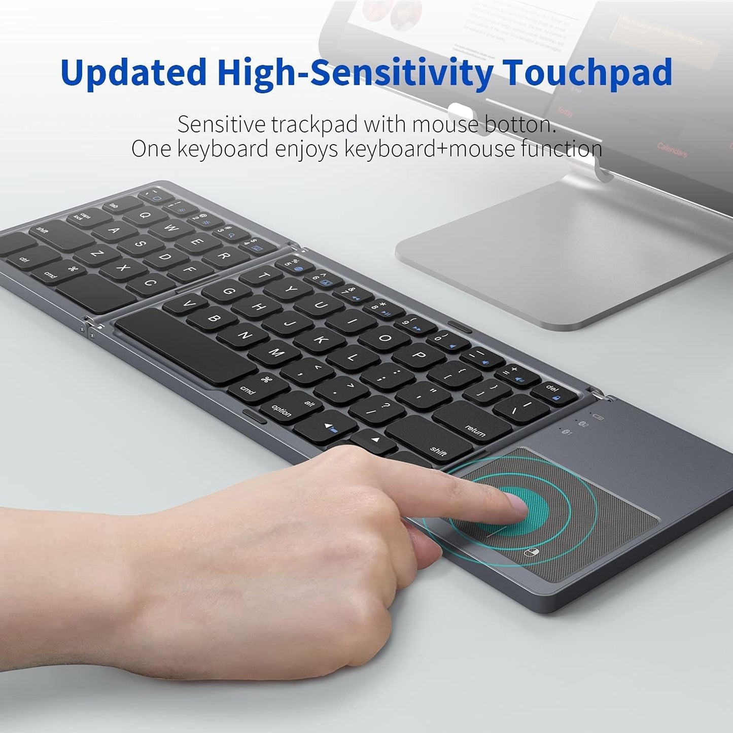 Portable Foldable Bluetooth Keyboard with Touchpad for Laptop Tablet Smartphone