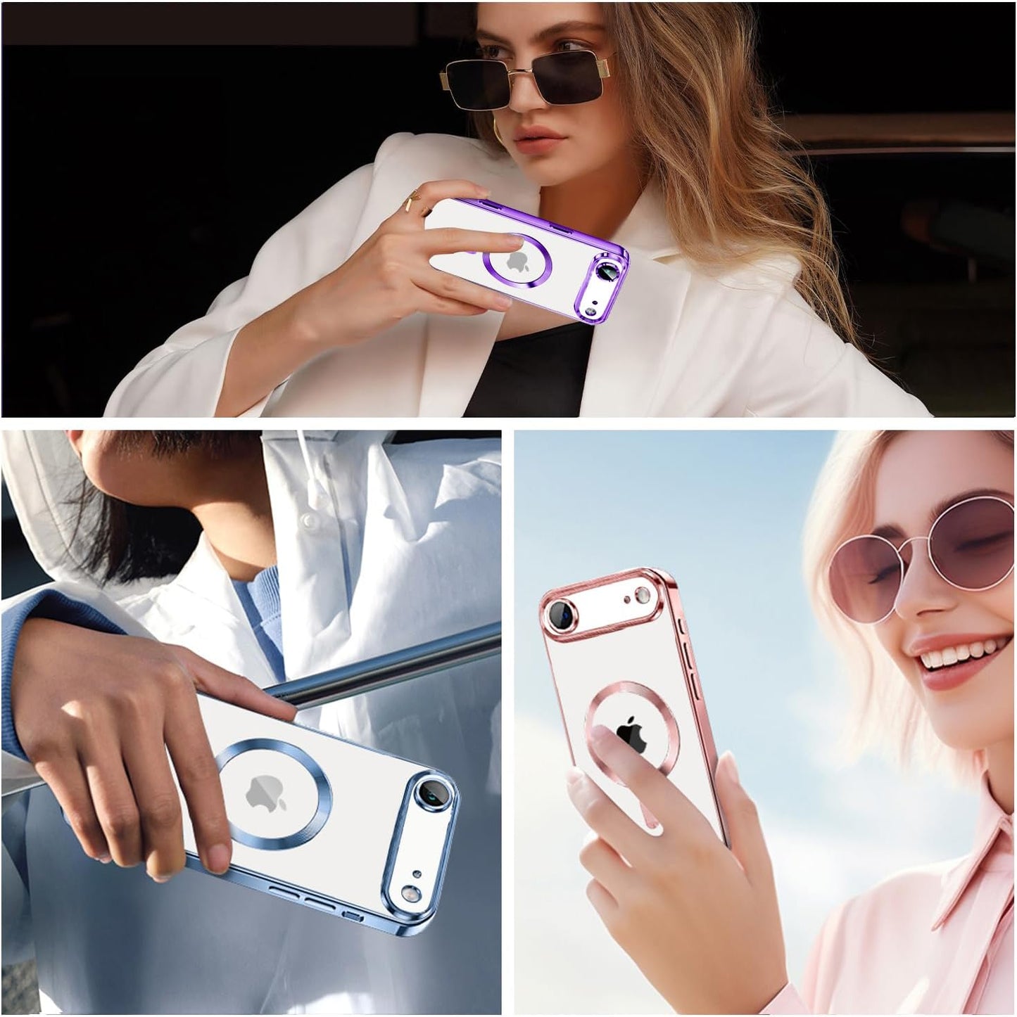 For iPhone MagSafe Chrome Case with Built-In Camera Lens Protection | Shockproof