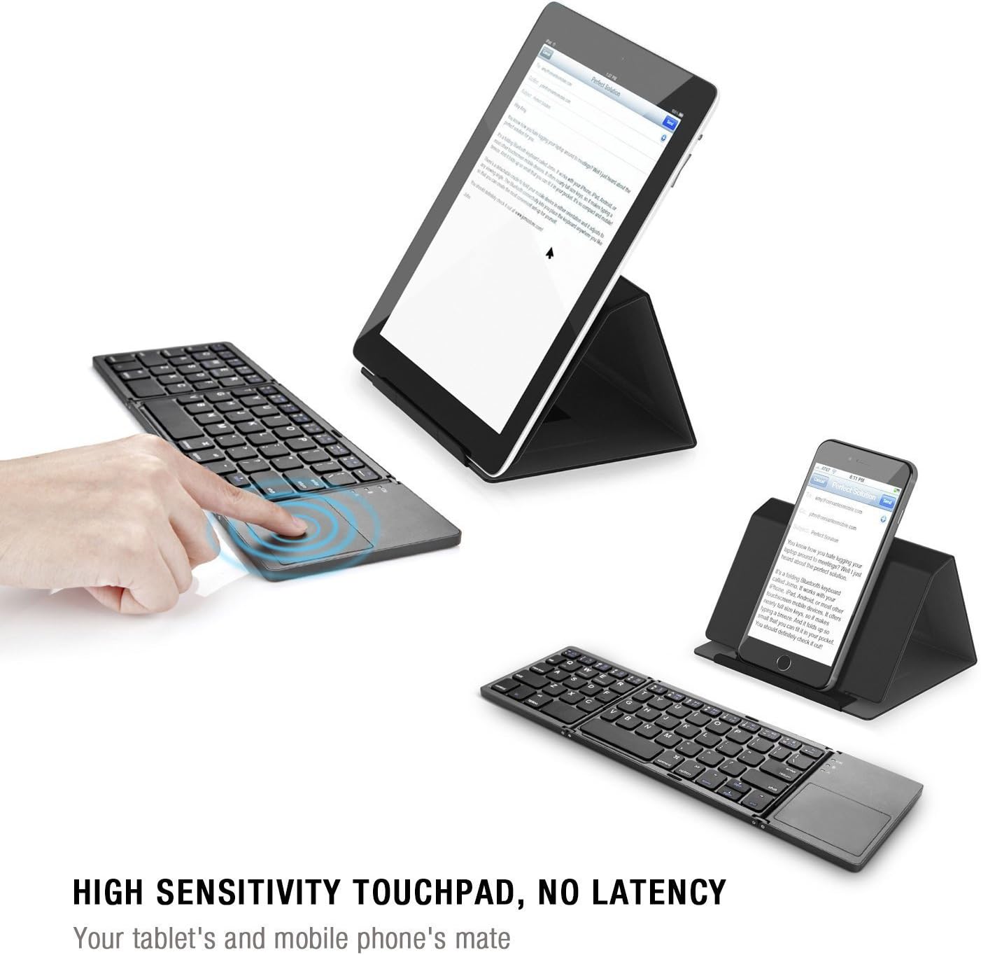Portable Foldable Bluetooth Keyboard with Touchpad for Laptop Tablet Smartphone
