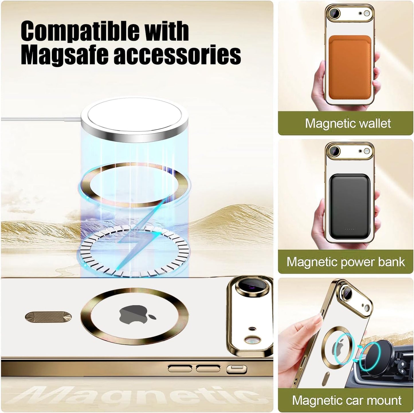 For iPhone MagSafe Chrome Case with Built-In Camera Lens Protection | Shockproof