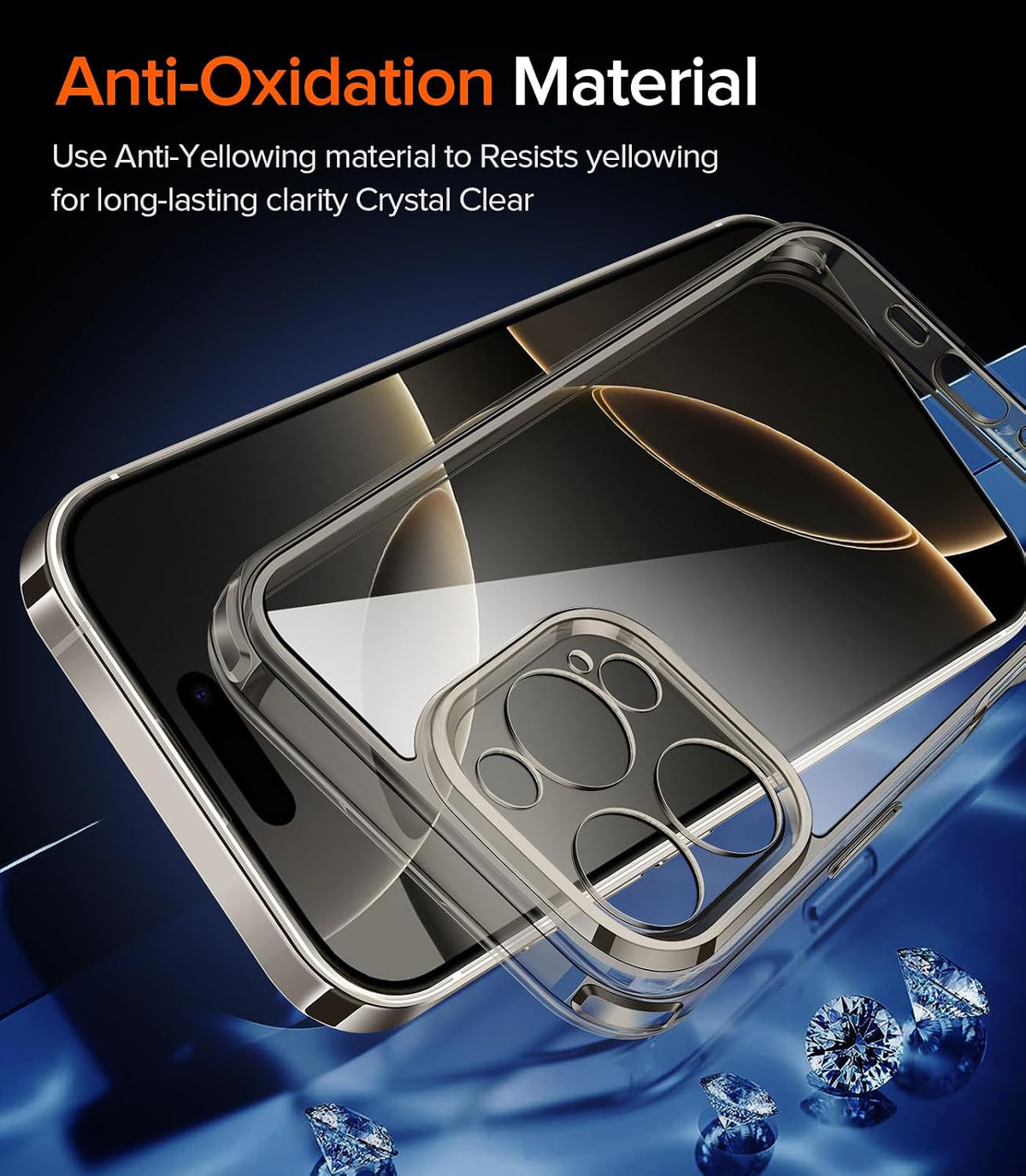 Clear Case Compatible with iPhone 16 Pro Max 6.9 inch, 1 Phone Case + 2 Tempered Glass Screen Protector, Non-Yellowing Military Shockproof Anti-Scratch Slim Phone Case Cover