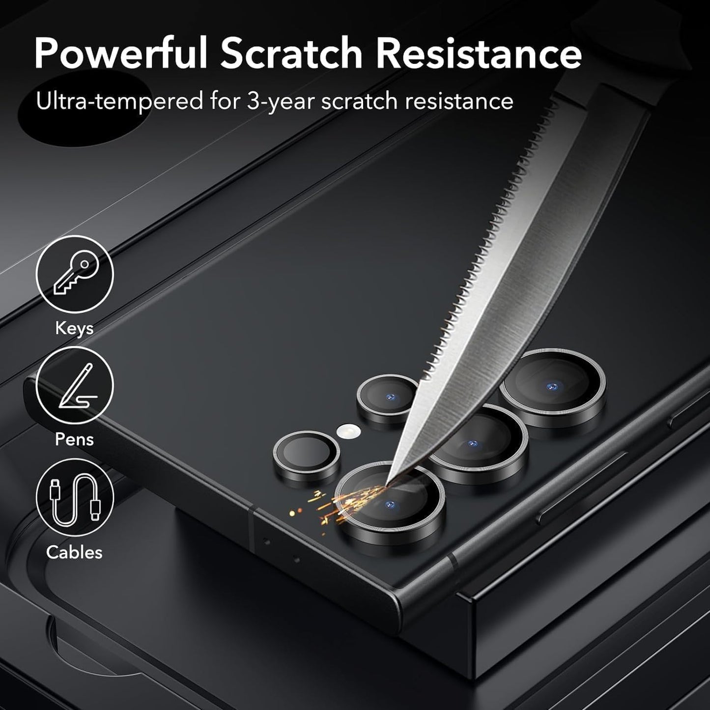 Camera Lens Protector For Samsung S26, S25 & s24 Ultra, Black, Clear Lens Glass